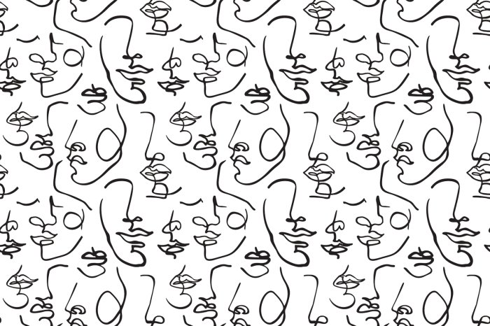 Papier peint  Visages minimalistes line art abstraction moderne