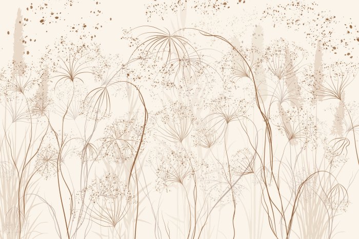 Papier peint  Motif végétal minimaliste en beige avec une texture délicate