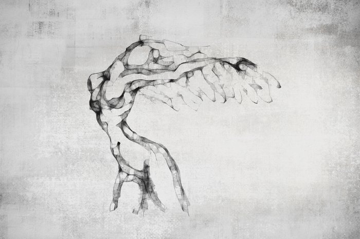 Papier peint  Silhouette féminine style aquarelle sur fond béton gris