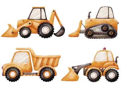 Sticker  Engins de chantier pelleteuses jaunes