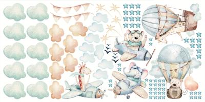 Sticker  Animaux dans des avions et des montgolfières