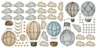 Sticker  Ballons parmi les nuages les étoiles et les lunes
