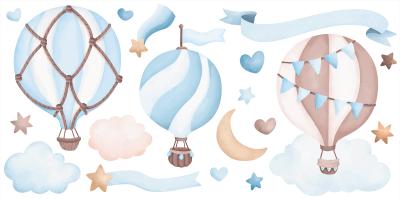 Sticker  Ballons parmi les nuages et les étoiles dans le ciel