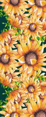 Sticker  Tournesols aquarellés sur fond vert foncé