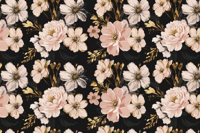 Sticker  Motif floral sur fond sombre