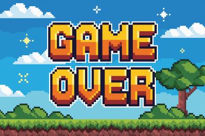 Sticker  Inscription Game Over dans le style d’un jeu vidéo