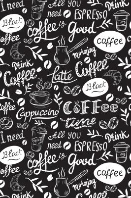 Sticker  Motif noir et blanc avec thème du café et inscriptions