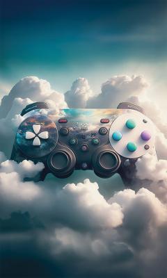Sticker  Manette de jeu flottant parmi les nuages