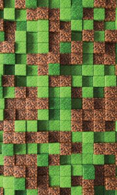 Sticker  Fond abstrait avec blocs de terre et d’herbe dans le style jeu vidéo