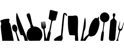 Sticker  Motif noir et blanc avec ustensiles de cuisine
