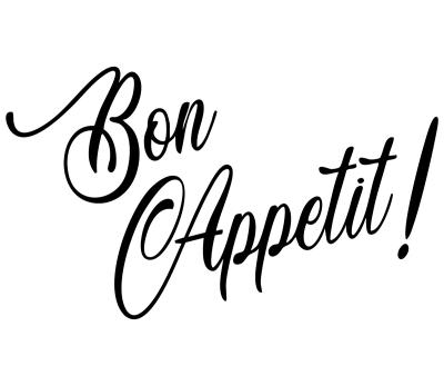 Sticker  Inscription Bon Appétit sur fond blanc