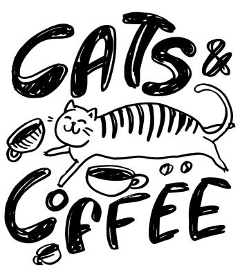 Sticker  Illustration avec l’inscription CATS & COFFEE