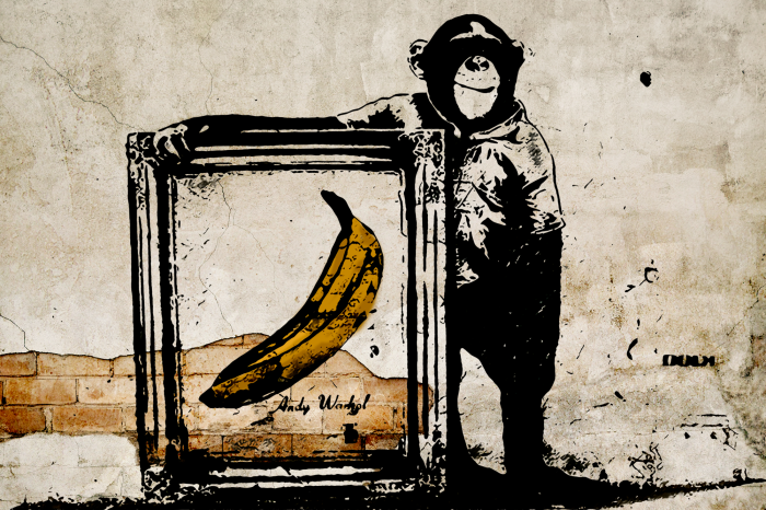 Tableau  Inspired by Banksy - sepia