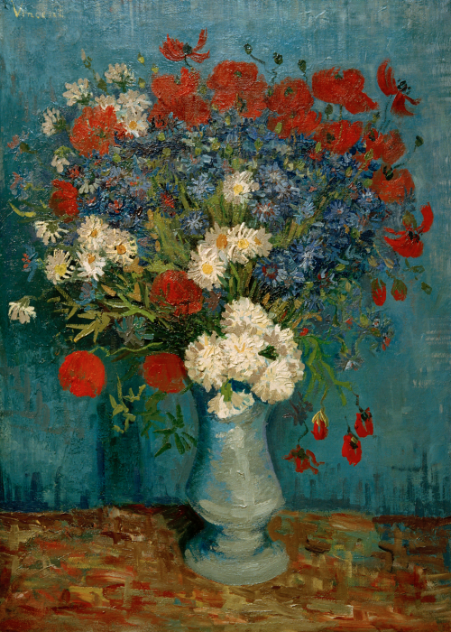 Tableau  Bleuets et coquelicots dans un vase