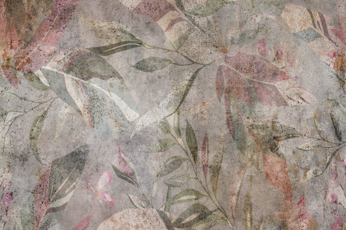 Tableau  Un motif végétal sur un fond imitant le béton