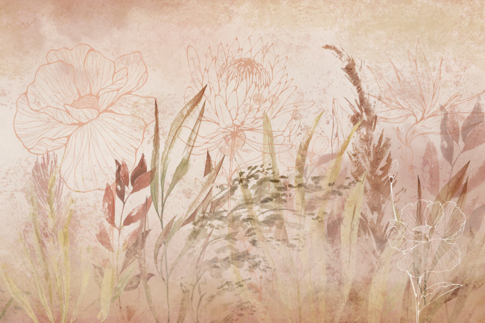 Tableau  Plantes sauvages délicates aux teintes poudrées