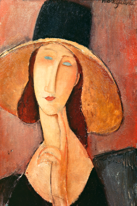 Tableau  Image artistique de Jeanne Hébuterne avec un chapeau