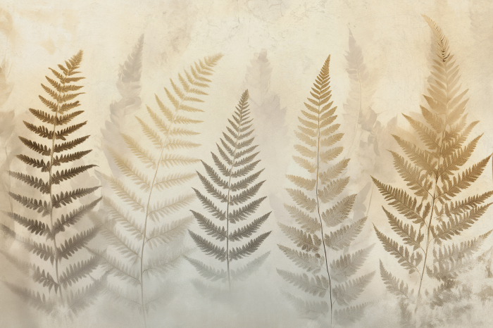 Tableau  Feuilles de fougère dans le brouillard sur fond clair