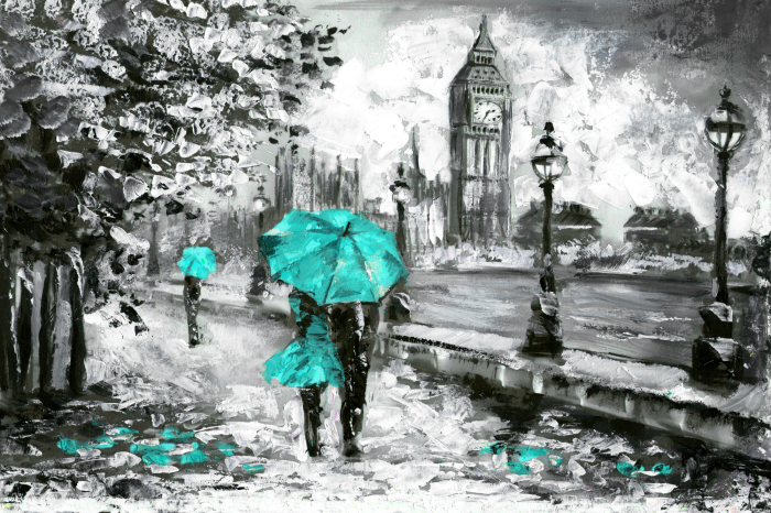 Tableau  Walk in London (1 Part) Wide Turquoise