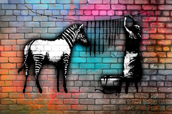 Tableau  Washing Zebra - Colourful Brick (1 Part) Wide