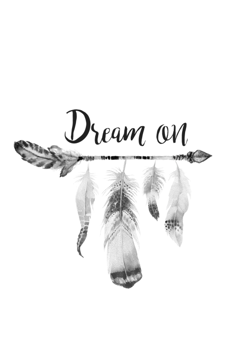 Tableau  Boho Feathers (1-part) - English Text on White Background