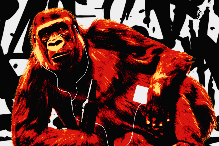 Tableau  Pop Art Monkey (1 Part) Narrow Red