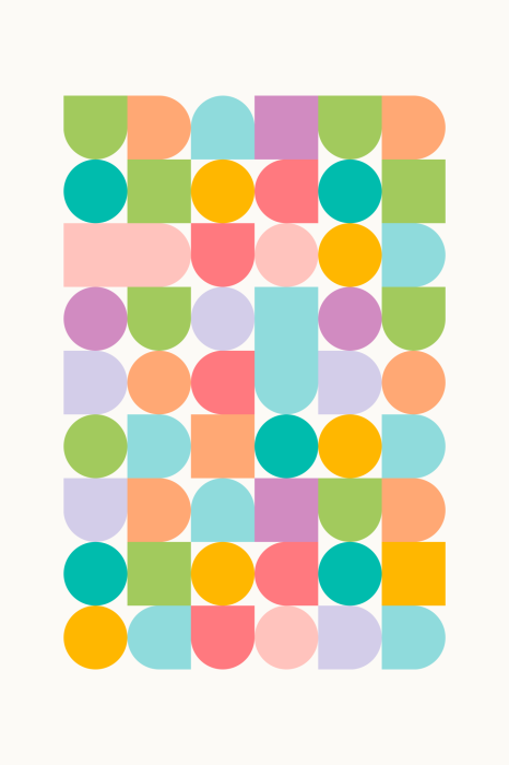 Tableau  Composition rétro pastel de cercles et de formes