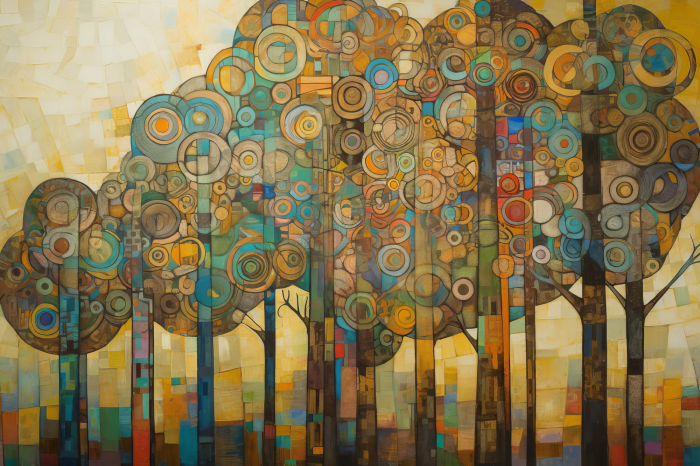 Tableau  Abstrakcyjne drzewa w stylu Gustava Klimta