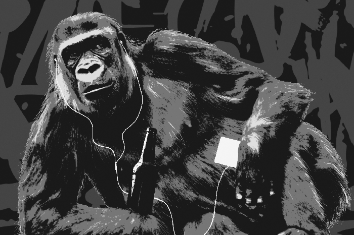 Tableau  Pop Art Monkey (1 Part) Narrow Grey