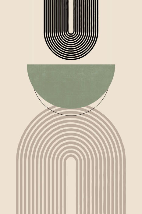 Tableau  Arches et formes géométriques sur fond beige