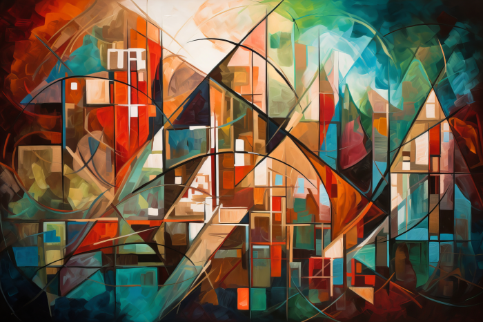 Tableau  Paysage abstrait de style cubiste