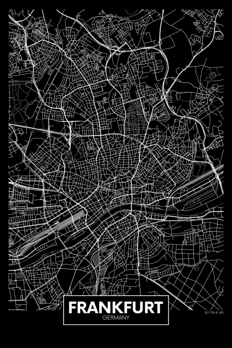 Tableau  Dark Map of Frankfurt (1 Part) Vertical