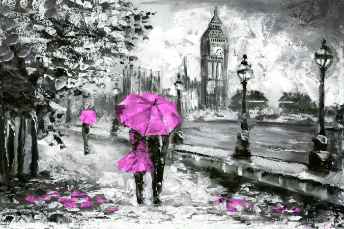 Tableau  Walk in London (1 Part) Wide Pink