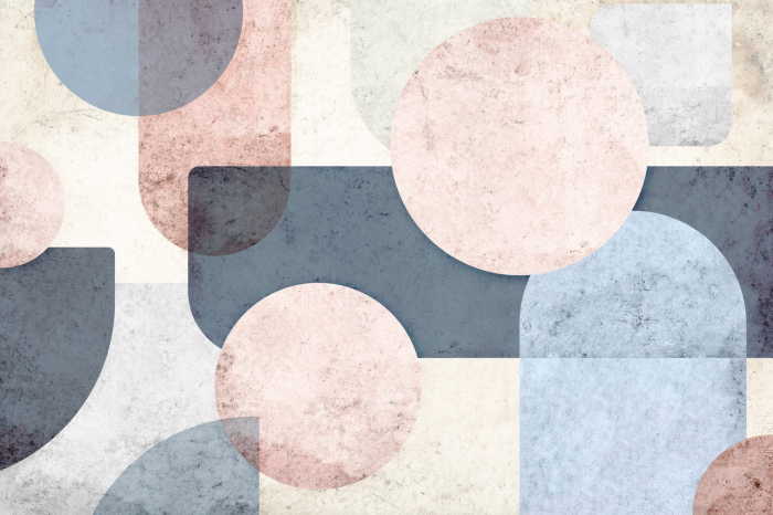 Tableau  Formes géométriques roses et bleues