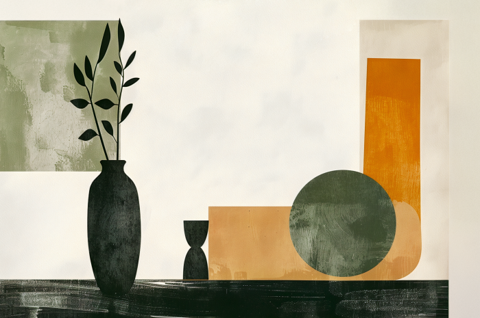 Tableau  Nature morte minimaliste aux tons terreux