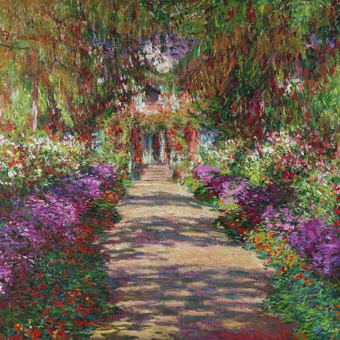 Tableau  Un chemin à travers le jardin fleuri de Giverny