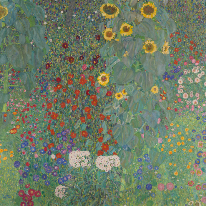 Tableau  Un jardin pittoresque avec des tournesols et des fleurs