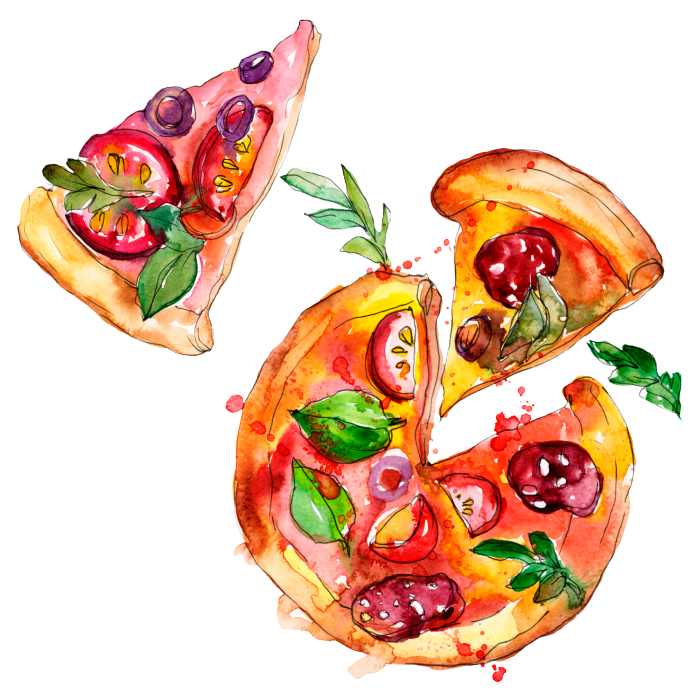 Tableau  Pizza peinte à l&#39;aquarelle