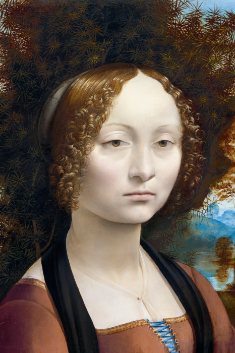 Tableau  Le regard mystérieux de Ginevra dans un paysage naturel