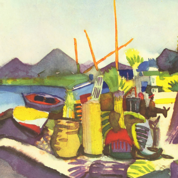 Tableau  Une vision picturale de la vie au bord de l&#39;eau aux formes expressives