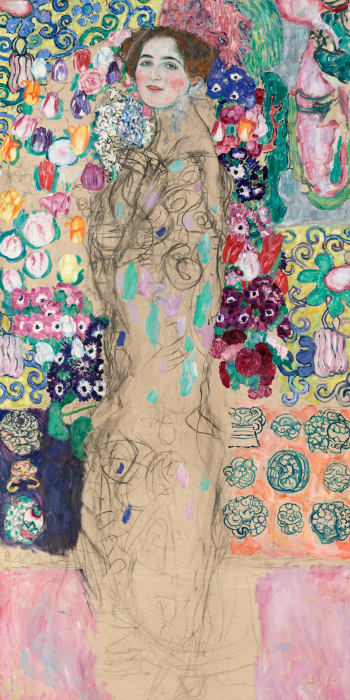 Tableau  Portrait d&#39;une dame dans un réseau de motifs colorés