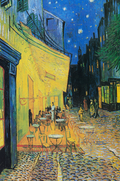 Tableau  Une rue animée la nuit avec des restaurants