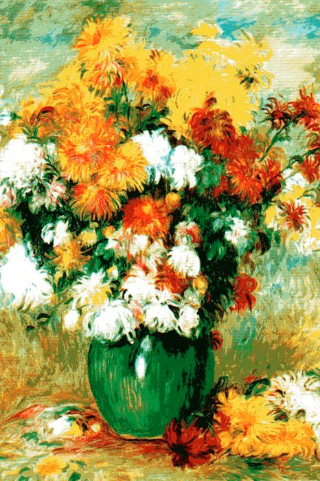 Tableau  Un vase avec des fleurs colorées dans un style pictural