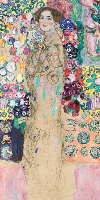 Tableau  Maria Munk dans un portrait avec un fond décoratif