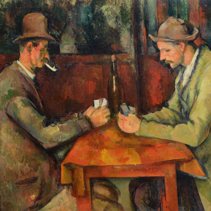 Tableau  Des messieurs jouent aux cartes à une table dans un bar