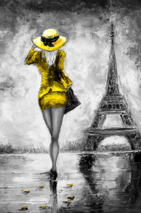 Tableau  Parisian Woman (1 Part) Vertical Yellow