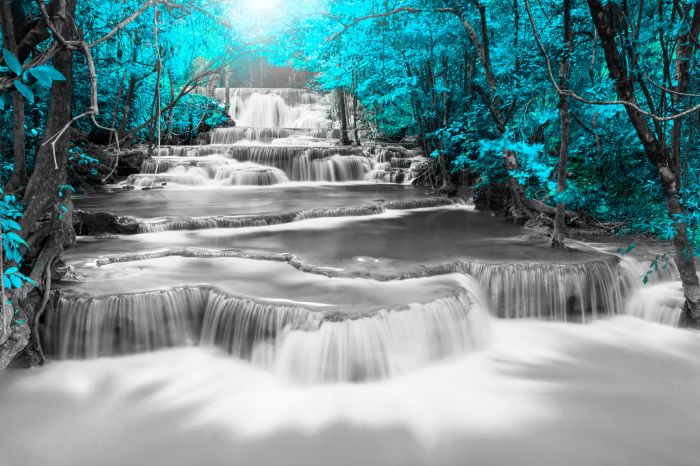 Tableau  Cascade of Thoughts (1 Part) Wide Turquoise