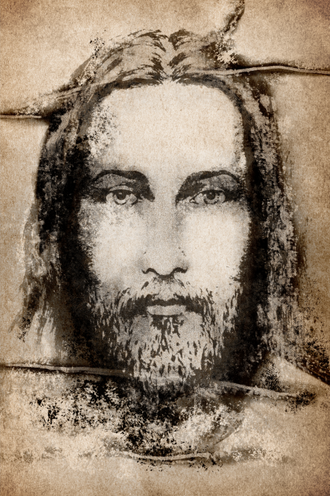 Tableau  Shroud of Turin in Sepia (1 Part) Vertical