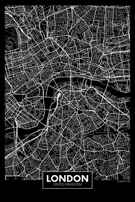 Tableau  Dark Map of London (1 Part) Vertical