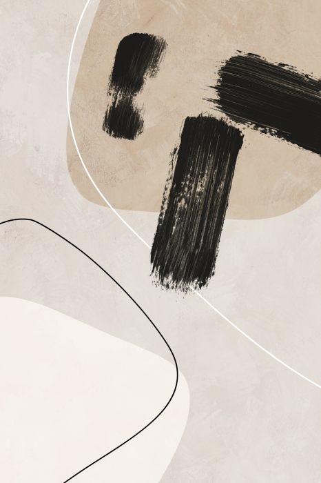 Tableau  Lignes fines et coups de pinceau sur fond beige